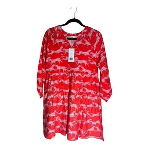 Michelle McDowell Coral Winnie Dress Wild‎ Hearts Tiger Leopard Print sz S NWT